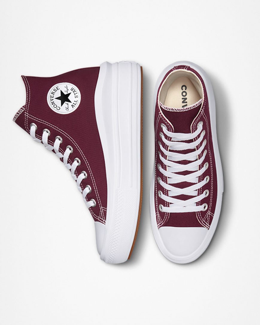 Dámské Boty Na Platformy Converse Chuck Taylor All Star Move Seasonal Color Vysoké Tmavě Červené Bílé | CZ FDCB41